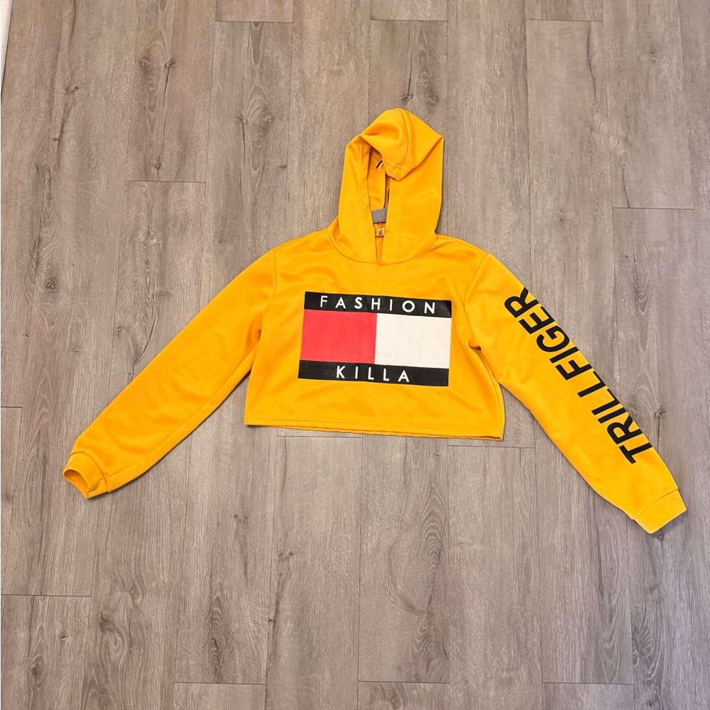 Fashion Killa Cropped Hoodie in Bright Yellow